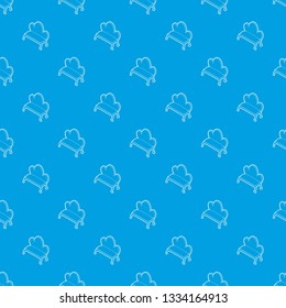 Retro sofa pattern vector seamless blue repeat for any use