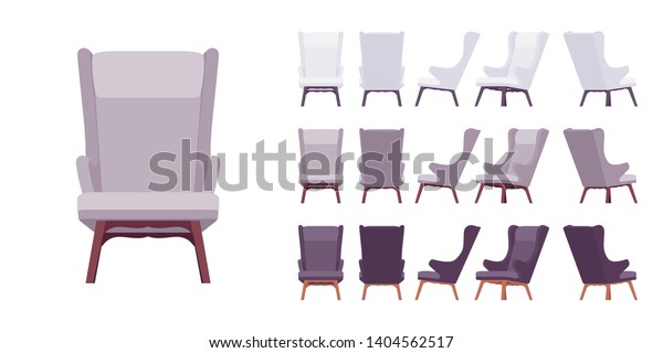 Retro Soft Armchair Set Lounge Chair Stock Vector Royalty