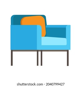 Retro soft armchair upholstery chair, comfortable seat, lobby. Vector flat style cartoon illustration isolated on white background hotel sit or lounge room, living, bedroom furniture