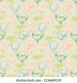 Retro soft floral seamless pattern