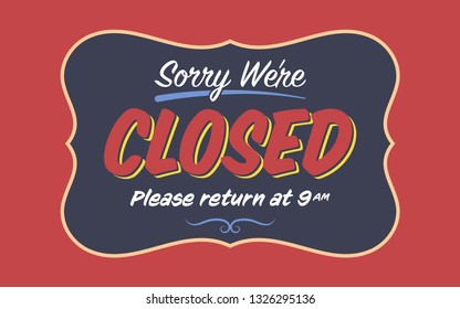 Retro "Sorry We're Closed" Shop Sign Template