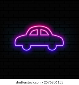 Retro Soviet Car Neon Icon.