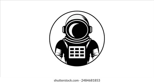 Retro space explorer icon silhouette style in black and white