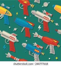 Retro Space Gun/ray Gun Seamless Pattern