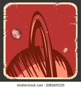 afiche espacial retro con planetas