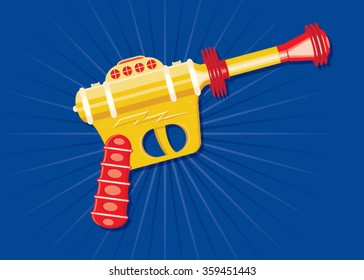 Retro Space Ray Gun Flat Vector Illustration