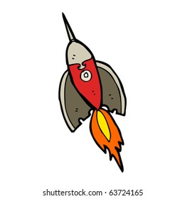 retro space rocket cartoon