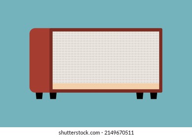 Retro Speaker. An Electronic Amplifier Is A Device Used In Music Equipment. Vector Illustration. Music Tech, Guitar Amp, Home Decor Object.