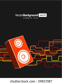 Retro speaker with waveform vector background