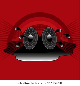 Retro speakers with inky splashes