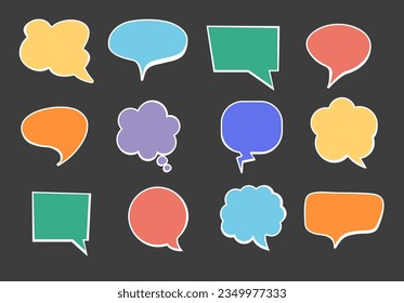 Retro Sprache Ballon Form Vintage-Talkblase einzeln Set. Vektorgrafik-Design-Illustration
