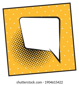 retro speech bubble drawn pop art style in yellow dotted background vector illustration design