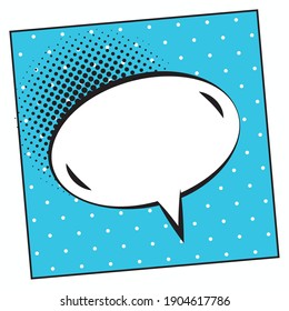 retro speech bubble drawn pop art style in blue background vector illustration design