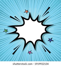 Retro speech bubble on light blue background, stock vector