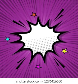 Retro speech bubble on purple background, stock vector
