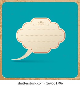 Retro speech bubble on a turquoise background. Vector illustration