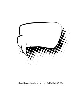 Retro Speech Bubble with Shadow in the Form of Dots on White Background, Black and White Vector Illustration
