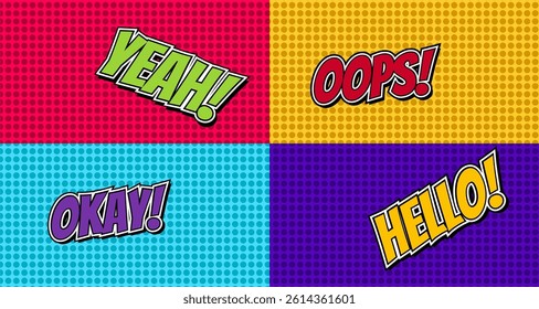 Retro speech bubble text. Sticker for social networks and messengers. 80s and 90s. Cartoon flat vector illustration