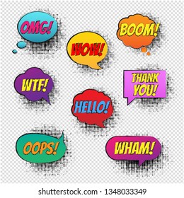 Retro Speech Bubble Transparent Background, Vector Illustration
