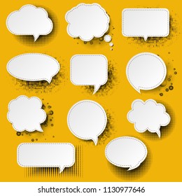 Retro Speech Bubble With Yellow Background With Gradient Mesh, Vector Illustration