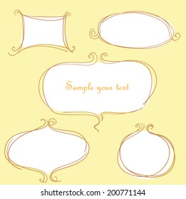 Retro speech bubbles on beige background. Vector Illustration.