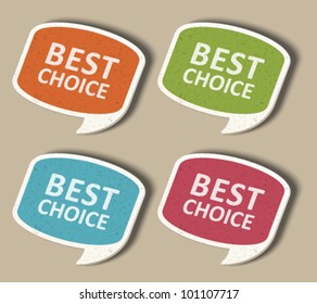 Retro speech bubbles set and best choice message vector illustration Eps 10.