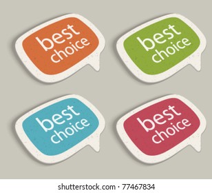 Retro speech bubbles set with best choice message vector illustration Eps 10.