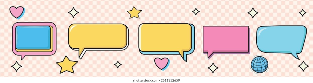 Retro speech bubbles. Set of talk bubble text, chat box, in retro style