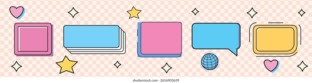 Retro speech bubbles. Set of talk bubble text, chat box, in retro style