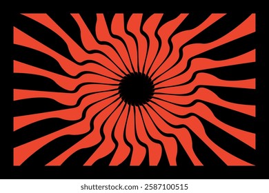 Retro Spiral background, swirling radial pattern, abstract vector illustration on black background