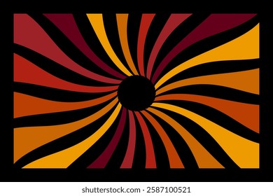 Retro Spiral background, swirling radial pattern, abstract vector illustration on black background