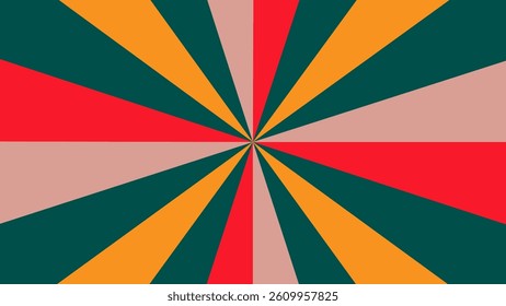 Retro spiral colorful background starburst geometric radial pattern. Circus or carnival rays background. Vector background