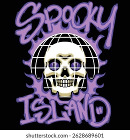 Retro Spooky Skull Urban Streetwear Art