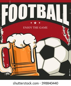 Retro sport banner. Soccer ball. Football design vector template.