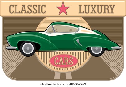 Retro sport car graphic design. Vector illustration