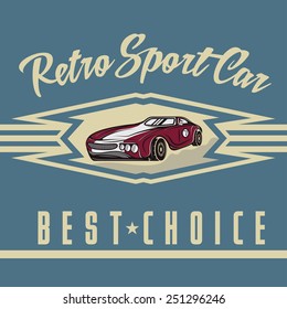 retro sport car old vintage poster