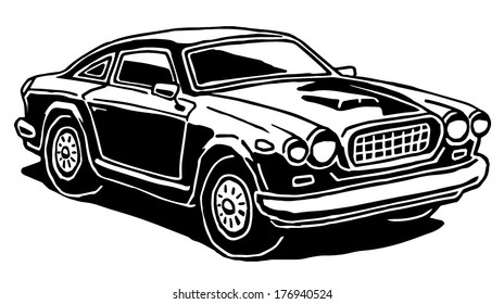 Retro sport car on white background 