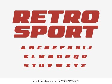 Retro sport font thick alphabet fat letters. Wide bold letter set for vintage car, retro speed race, auto repair shop headline title logo. Big ad type for magazine, shirts lettering. Vector typeset