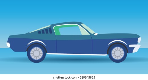 Retro Sport Racing Car. Vector Illustration