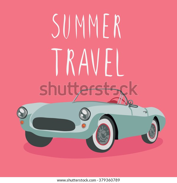 Retro sport\
red car isolated. Vector\
illustration