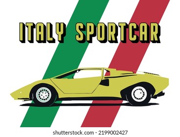 Retro sportcar poster. Old italian car.