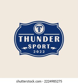 Retro Sports Badge Emblem With Initials Logo T Vector Design
