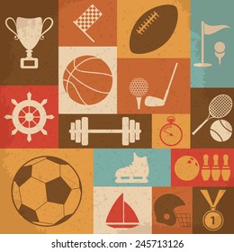 Retro Sports Icons. Vector Illustration