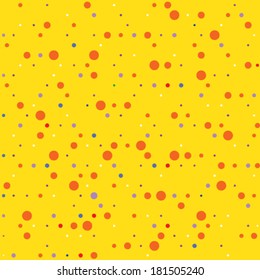 Retro spotted abstract background halftone effect, with yellow background. Polka illustration. 
