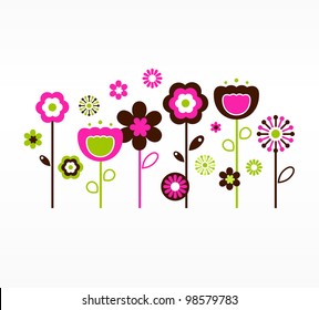 Retro spring garden ( pink & brown )