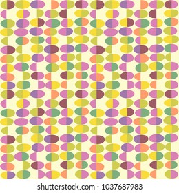 Retro Spring seamless pattern of abstract easter eggs. Cheerful retro design for fabric, wallpaper, backgrounds and decoration.
