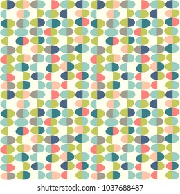 Retro Spring seamless pattern of abstract easter eggs. Cheerful retro design for fabric, wallpaper, backgrounds and decoration.