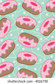 retro sprinkled pink jelly donuts (vector) - illustrated background