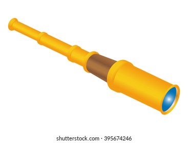 Retro spyglass vector illustration. old telescope isolated