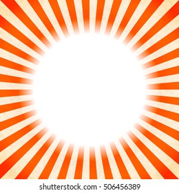 Retro square background with red and beige rays